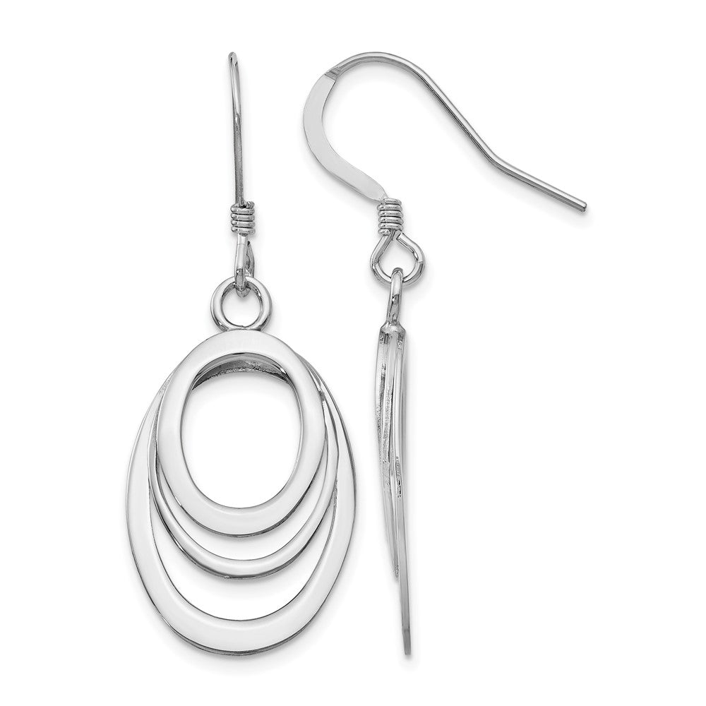 Sterling Silver Rhodium-plated Polished Shepherd Hook Dangle Earrings